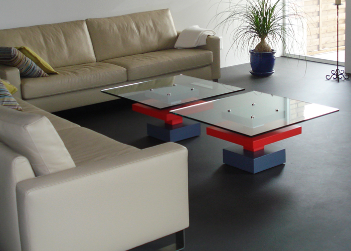 Paire de tables basses carrées finition laque et verre Pied-G Uno Mobilier design modulable Les Pieds Sur La Table