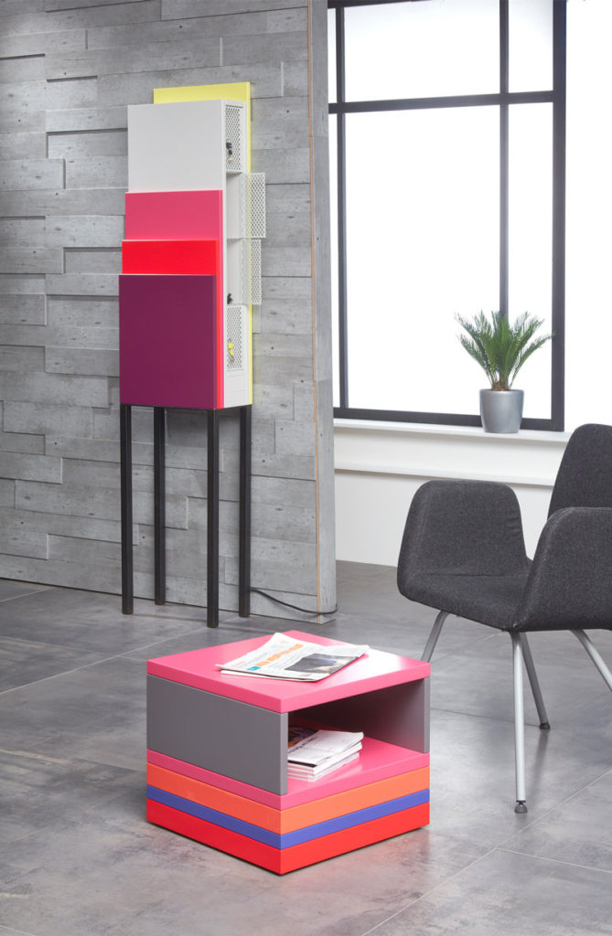 table basse accueil bureaux entreprise en couleurs et rangement Pied Monté mobilier modulable Les Pieds Sur La Table